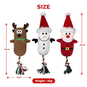 Kinghon Squeaky Chew Pets Christmas Dog <b>Toys</b> Plush Cotton Ropes Knot Bite Funny Cute Puppies <b>Cat</b> <b>Interactive</b> <b>Toy</b> Xmas Gift - Product Image 3