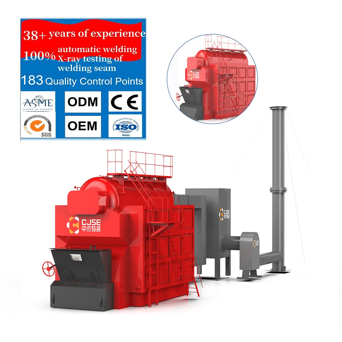 CJSE – chaudière à vapeur à grille rotative, chaudière à vapeur au charbon de 4 tonnes, chaudière à vapeur automatique à alimentation en bois pour industriel, Offre Spéciale