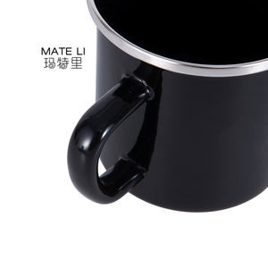 كوب شاي مطلي بالمينا من الفولاذ الكربوني الأسود سعة 380 مل بشعار مخصص، آمن للطعام، مناسب للتخييم والسفر في الهواء الطلق - Product Image 2