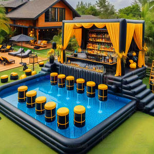 جديد قابل للنفخ قضبان مسبح المياه العائمة الفناء الخلفي الطرف منصة الترفيه الهواء بار بار حانة مع مقاعد مجموعات - Product Image 4