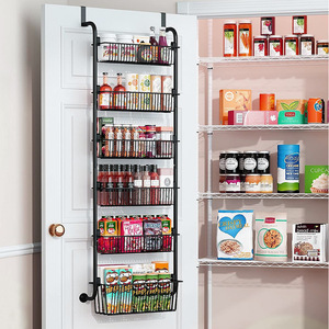 Over Door Storage Rack 6 Tier <b>Black</b> <b>Hook</b> Type Multi Purpose No Drilling Required Kitchen pantry organizer - Product Image 1