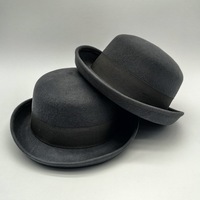 Chapeau melon classique en feutre 100% laine pour homme, idéal pour l'automne et l'hiver, pour l'église, les spectacles de magie, les fêtes et événements, disponible en plusieurs tailles