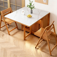 Table et chaises de cuisine en marbre blanc, pliables, gain de place, ensemble de table à manger Foshan avec 2 chaises pour salle à manger, maison, appartement