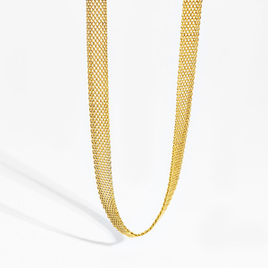 Collar minimalista europeo americano de metal hueco ancho de 8 mm para mujer, gargantilla, cadena para clavícula, aleación de zinc y acero, dorado, regalo diario - Product Image 5