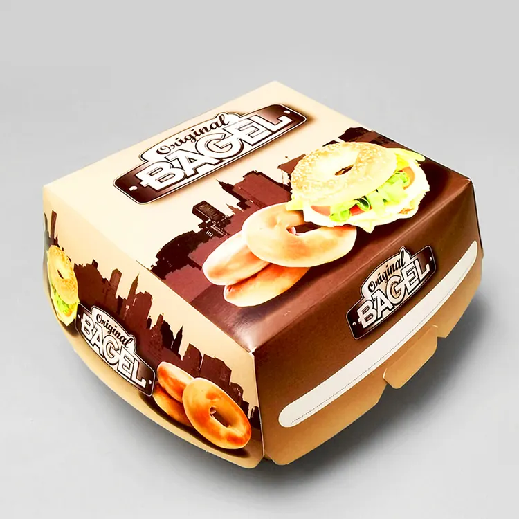 Cajas de hamburguesas de Kingwin hechas a medida e impresas a medida, hechas con logotipos e impresiones específicos del cliente, ideales para cadenas de comida rápida