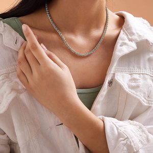 Collana Lunga Intrecciata Spiga Keel da 2mm 3mm in Acciaio Inossidabile Placcato Oro 14K, Resistente all'Ossidazione e Impermeabile, per <span class=keywords><strong>Uomo</strong></span> e Donna - Product Image 5