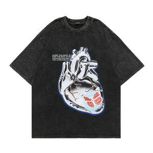 Camisetas Y2k Personalizadas con Cuello Redondo, 100% Algodón, Marca Privada, Lavadas al Ácido, Camisetas para Hombre con Estampado Gráfico, Camisetas Vintage para Hombre - Product Image 4