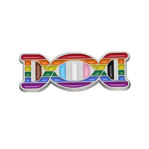 Pin de Esmalte con Rayas del Arcoíris LGBT, Pin de Solapa con Diseño de ADN Científico, Insignia de Orgullo Gay y Bisexual, Broches de Metal para Mochila, Camisa o Cuello - Product Image 1