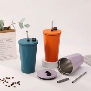 Vaso Térmico de Verano para Coche, Botella de Agua de Acero Inoxidable con Aislamiento al Vacío, Pajita, Recubrimiento Metálico en Polvo Colorido, Duradero y Elegante - Product Image 2