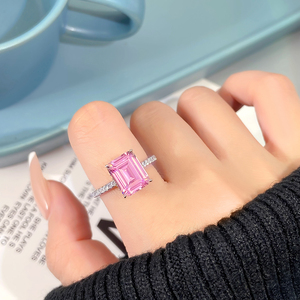 Collection de bagues tendance en laiton avec zircon rose pour femme, idéales pour les fêtes et mariages, plaquées or 18 carats et rhodium - Product Image 6