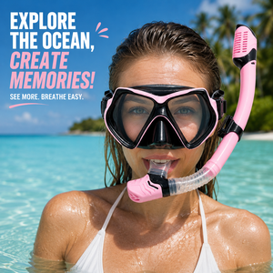 Máscara de <span class=keywords><strong>Buceo</strong></span> <span class=keywords><strong>y</strong></span> Snorkel Rosa para Adultos, Máscara Panorámica Antivaho <span class=keywords><strong>y</strong></span> Antifugas <span class=keywords><strong>con</strong></span> <span class=keywords><strong>Tubo</strong></span> de Respiración Seco para Mujeres - Product Image 1