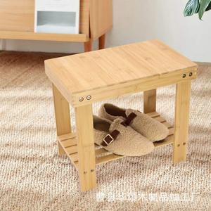 Hua Song Bamboo <b>Step</b> <b>Stool</b> With Storage Natural Wood Color Multi Functional Mini Shoe <b>Stool</b> - Product Image 4