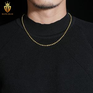 Colliers fins en argent sterling 925 plaqué or, perles rondes de 4 mm en forme de diamant de lune, vente en gros, bijoux pour homme et <span class=keywords><strong>femme</strong></span> - Product Image 5