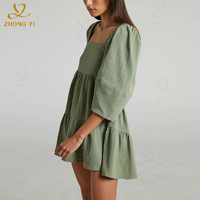 Fabricants de mode de luxe vêtements personnalisés été de haute qualité coton élégant encolure droite femmes décontracté robes courtes