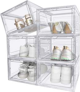 Shoe Storage <b>Box</b> Stackable Plastic Shoe <b>Box</b> with <b>Clear</b> Door <b>Display</b> Sneakers, Front Opening Shoe Organizer, Hard Plastic Shoe St - Product Image 1