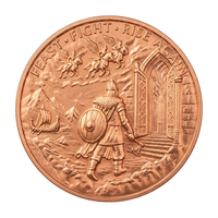 Pièce de monnaie commémorative personnalisée en cuivre pur 999 de 1 once, style antique, avec relief élevé, représentant le trône d'Odin de Valhalla, pour collectionneur, cadeau