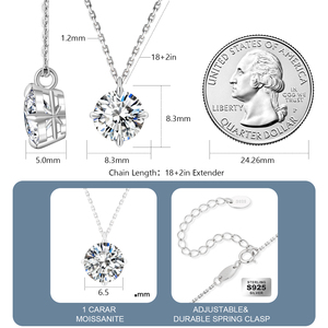 Colar Choker de Prata Esterlina 925 com Pingente Halo de <span class=keywords><strong>Moissanite</strong></span> VVS1 GRA, Diamante de Laboratório <span class=keywords><strong>Moissanite</strong></span> 2ct 1ct, Joia Feminina - Product Image 3