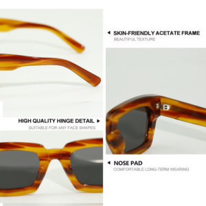 แว่นกันแดดทรงเหลี่ยมสไตล์เรโทรวินเทจ ปี <span class=keywords><strong>2026</strong></span> จากไท่โจว สำหรับผู้ชายและผู้หญิง รับผลิตแบบ OEM พร้อมโลโก้ กรอบอะซิเตท โพลาไรซ์ - Product Image 4