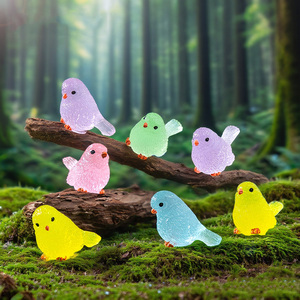 Mini-oiseaux lumineux en résine, figurines d'animaux miniatures, artisanat en résine, ornements pour sac mystère porte-bonheur, jouet pour enfant - Product Image 3