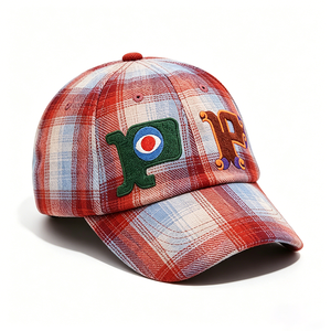 Casquette de baseball vintage à carreaux pour hommes et femmes, casquette rétro en flanelle avec broderie 3D, casquette décontractée ajustable style streetwear - Product Image 4