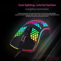 Souris d'ordinateur filaire USB multicolore pour joueurs, design alvéolé léger, jeu 4D, rétroéclairage RVB universel, souris optique à design creux 1600