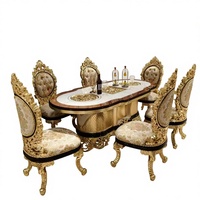Ensemble Table à Manger Baroque Or Royal Design Européen de Luxe pour Maison Villa Hôtel en Métal pour Salon Salle à Manger Meuble de Maison