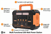 Station d'alimentation de secours 200W 192Wh avec sorties AC/USB-C/DC pour les pannes de courant à domicile, le camping, les voyages