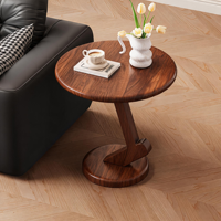 Table basse d'angle en bois massif, style moderne et minimaliste, directement de l'usine, idéale pour les salons, les petits appartements et les balcons.