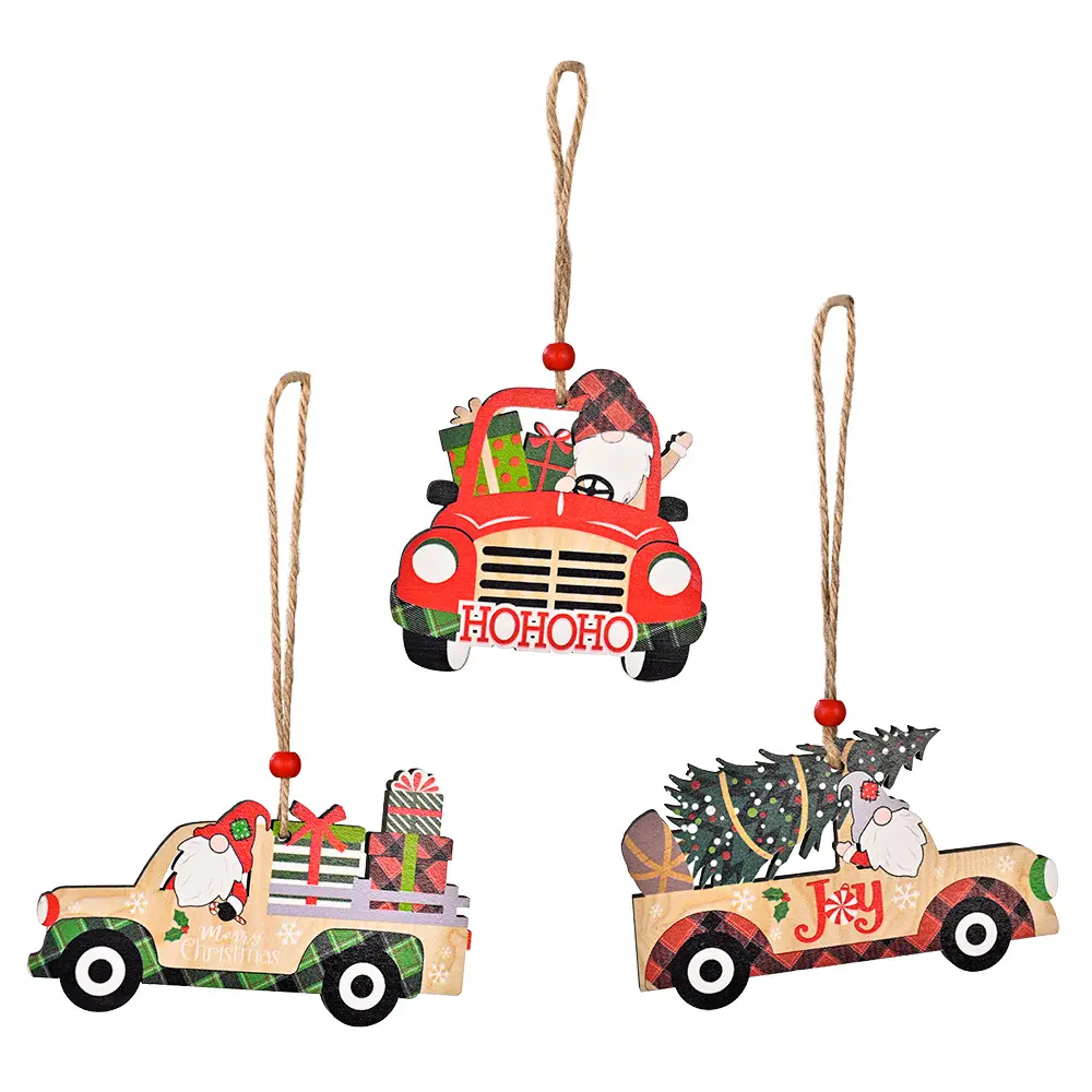 Weihnachts szene Dekoration Weihnachts druck Holzauto Charm Auto Weihnachts baum Ornament