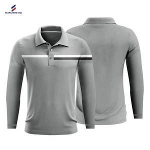 <b>Men</b> <b>Long</b> <b>Sleeve</b> <b>Polo</b> <b>Shirt</b> Quick Dry Breathable Button Collar Printed Sport Casual Tee OEM Custom - Product Image 2