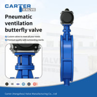 Compuerta de ventilación neumática de mariposa de hierro fundido WCB 304 con brida tipo wafer y actuador de aire modulante para HVAC, aire y polvo, PN6 ANSI150