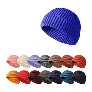OEM/ DIY adulto negro de alta calidad elegante corto sin borde de punto cabaña cráneo gorro para el invierno - Product Image 1