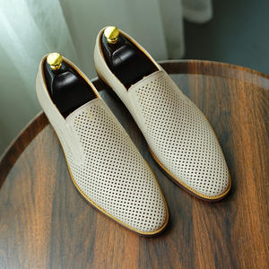 Chaussures habillées pour hommes en cuir véritable, à la mode, ajourées, respirantes, à la cheville, formelles, une seule pièce - Product Image 1