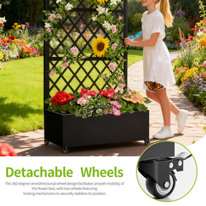 <span class=keywords><strong>Jardinière</strong></span> en métal avec treillis, bac à jardin surélevé en acier galvanisé, jardinières d'extérieur pour l'intimité, plantes grimpantes, légumes et vignes - Product Image 3
