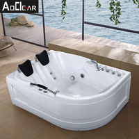 Baignoire d'angle autoportante intelligente pour 2 personnes en ABS avec jets de massage