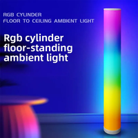 Lámpara de Pie Cilíndrica LED RGB Inteligente Tuya, Sincronización con Música, Regulable, Luz de Esquina Moderna, Control Remoto por Aplicación, Decoración para Sala de Estar y Juegos
