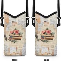 Portefeuille et sangle de téléphone en néoprène imperméable à motif dessin animé pour sacs de téléphones portables multi-marques