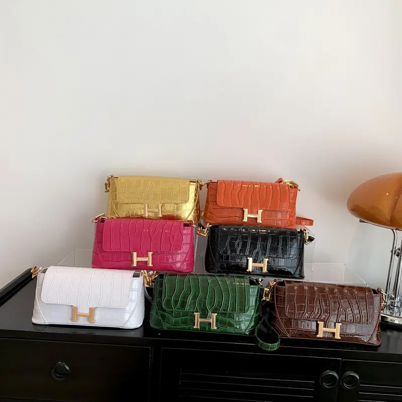 Luxury Designer Bags PU Leather Famous Brand Letter H Shoulder Bag Crocodile Pattern Women's Bag Fashion Designer Belts