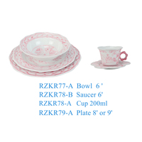 RZKR77-78-79-A Jingdezhen, vaisselle en porcelaine de style chinois moderne, motif de feuilles roses et blanches peintes à la main, écologique et de haute qualité