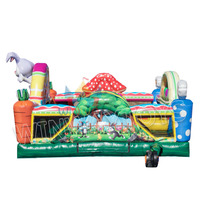 Château gonflable sur le thème de Pâques de qualité commerciale avec aire de jeux pour enfants lapin Fun City Combo Castle Bouncer Slide