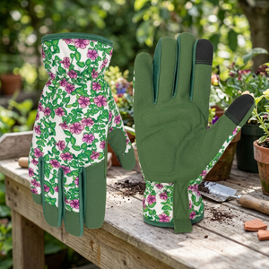 Gants de travail antidérapants en PU JNA GROUP, rouge et noir, avec poignet élastique, usage général, épaisseur 4 mil, 10 pouces, bouts des doigts texturés - Product Image 4