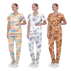 Top de algodón con estampado digital con estampado divertido de dibujos animados, conjuntos de enfermería con cuello en V para hombres y mujeres, ropa festiva de Hospital - Product Image 3