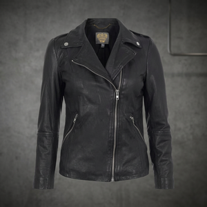 FESHO WEAR TRADING Blouson de moto en peau de mouton véritable pour femme, collection Printemps 2014, toile cirée froissée souple, respirant et imperméable - Product Image 3