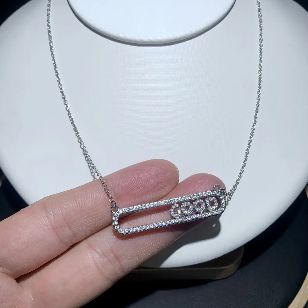 Diy Handgemaakte Persoonlijkheid Rechthoek Sieraden Voor Vrouwen Meisje Mini Custom Moving Slider Cz Letter Naam Ketting