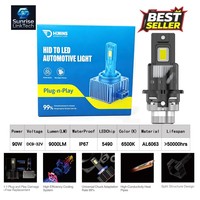 Phares de voiture à LED SunRise série D D4S 12V 90W 4500LM 6500K IP67 étanches avec système de refroidissement Canbus Plug&Play, ajustement universel