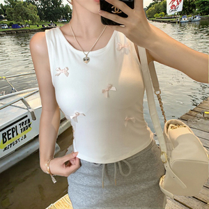 Slim Nautical Tank High Quality Fashion Breathable Cotton Ladies Padded <b>Bralette</b> Camisole Rib Knit Top <b>Halter</b> Girl Crop Front - Product Image 3