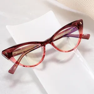 2024 New High Quality Women TR90 Cateye Frames Anti Blue Light Optical Men Computer Reading Anti Reflection Blocking Eyeglasses