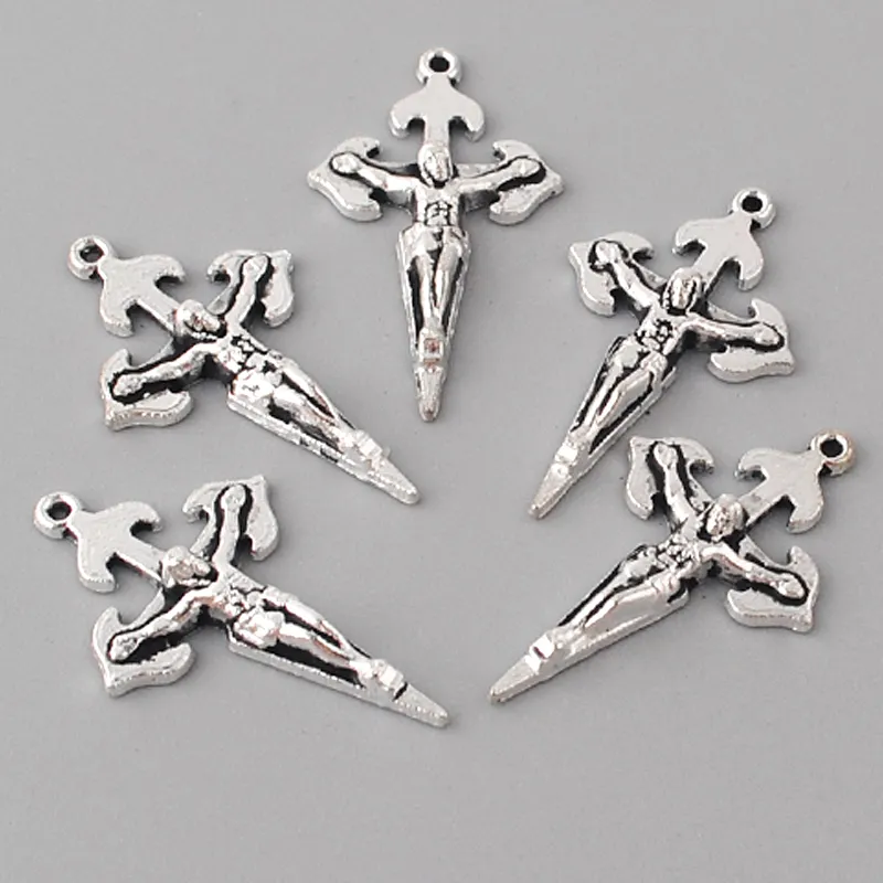 Making Rosary Necklaces Accessories Catholic Mini Crucifix Silver Jesus Statue Cross For Wholesale