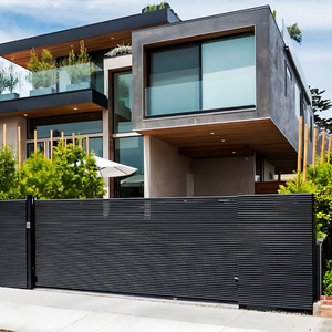 Décorations de pointe pour clôture à piquets en alliage d'aluminium sur mesure, écologiques, finition grain de bois noir et blanc, pour la cour avant de la maison et l'allée. - Product Image 2