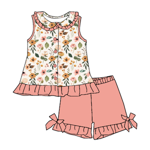 Conjunto de Pantalones Cortos sin Mangas de Seda de Leche para Niñas, Conjunto de 2 Piezas con Volantes y Estampado Personalizado para Niñas Pequeñas - Product Image 3